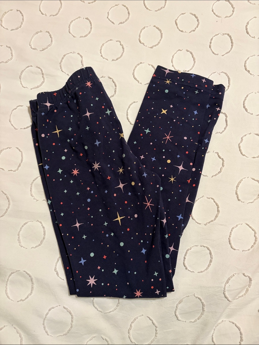 Hanna Andersson Navy Leggings with Multicolor Star & Dot Print